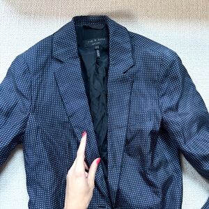 RAG & BONE silk navy dot blazer